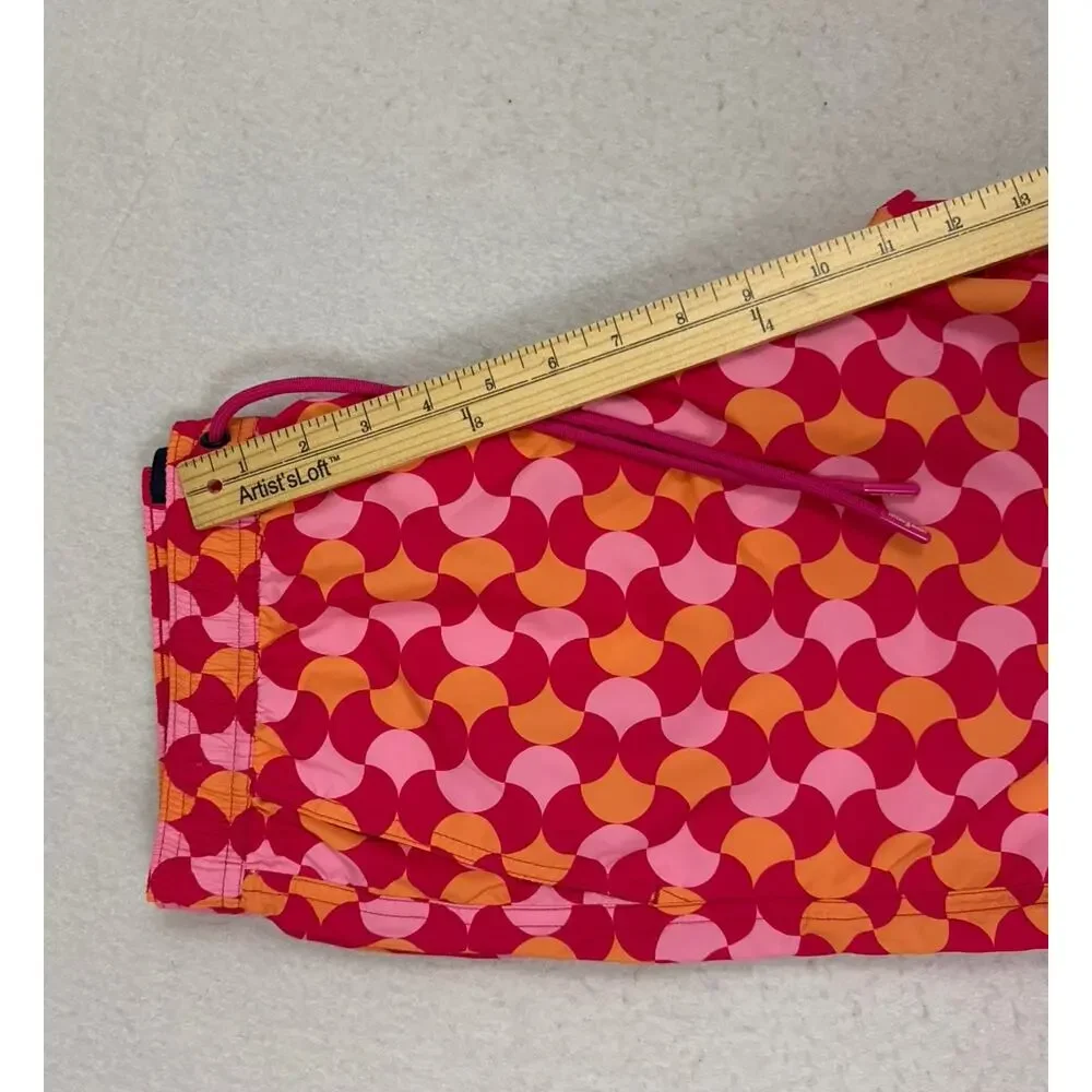 Psycho Bunny Swim Trunks Mens Small Pink Orange Geometric Lined Beach Shorts